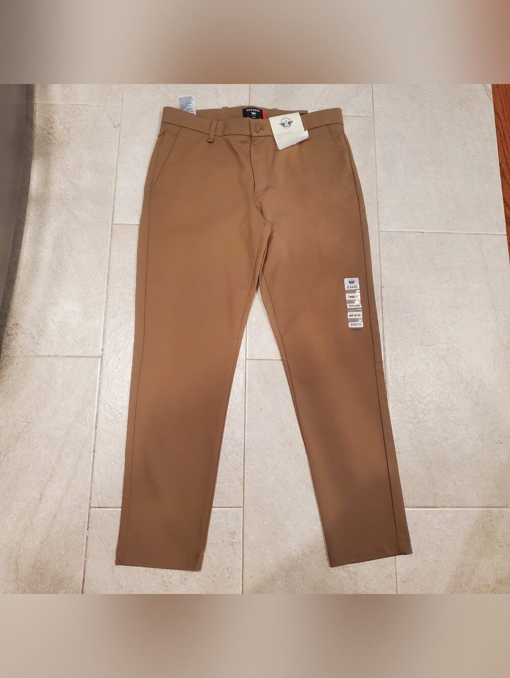 Dockers Tapered Fit Smart 360 Tech Performance Level Strech Tan Pants 33x30